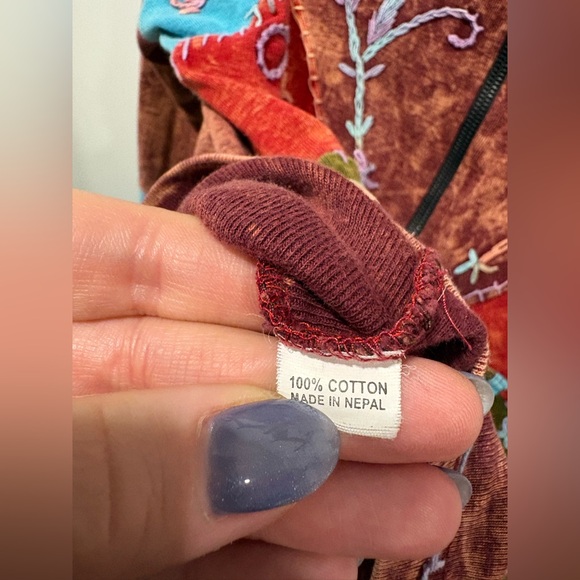 Mystic mountain hippie boho zip up sweater - Picture 3 of 5